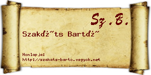 Szakáts Bartó névjegykártya